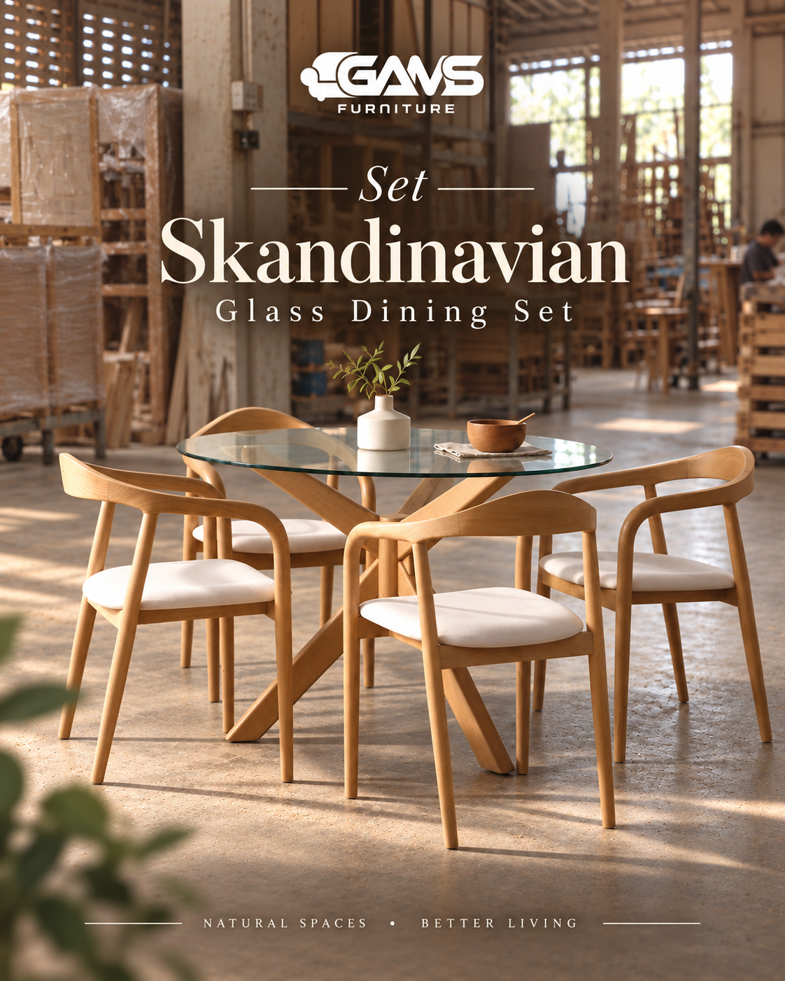 Skandinavian Glass Dining Set